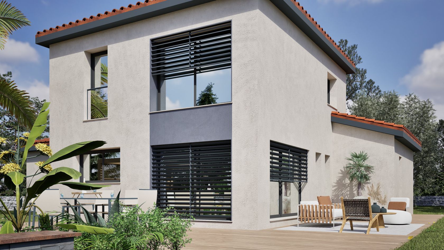 Maison contemporaine 4 chambres avec terrain de 1100 m² à VEAUCHE (42)